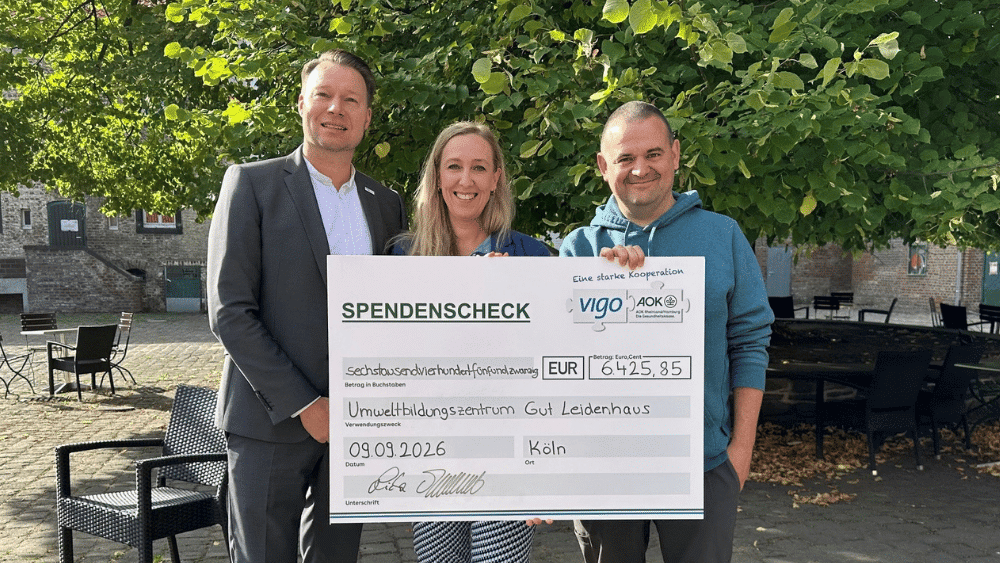 vigo-CHARITY: 6.425,85 € für das Umweltbildungszentrum Gut Leidenhausen